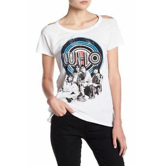 Chaser The Who Vintage Style Cold Shoulder Graphic Tee NWOT - Picture 1 of 10